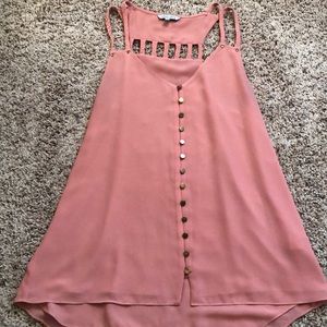 Naked Zebra Pink Button Tank Top